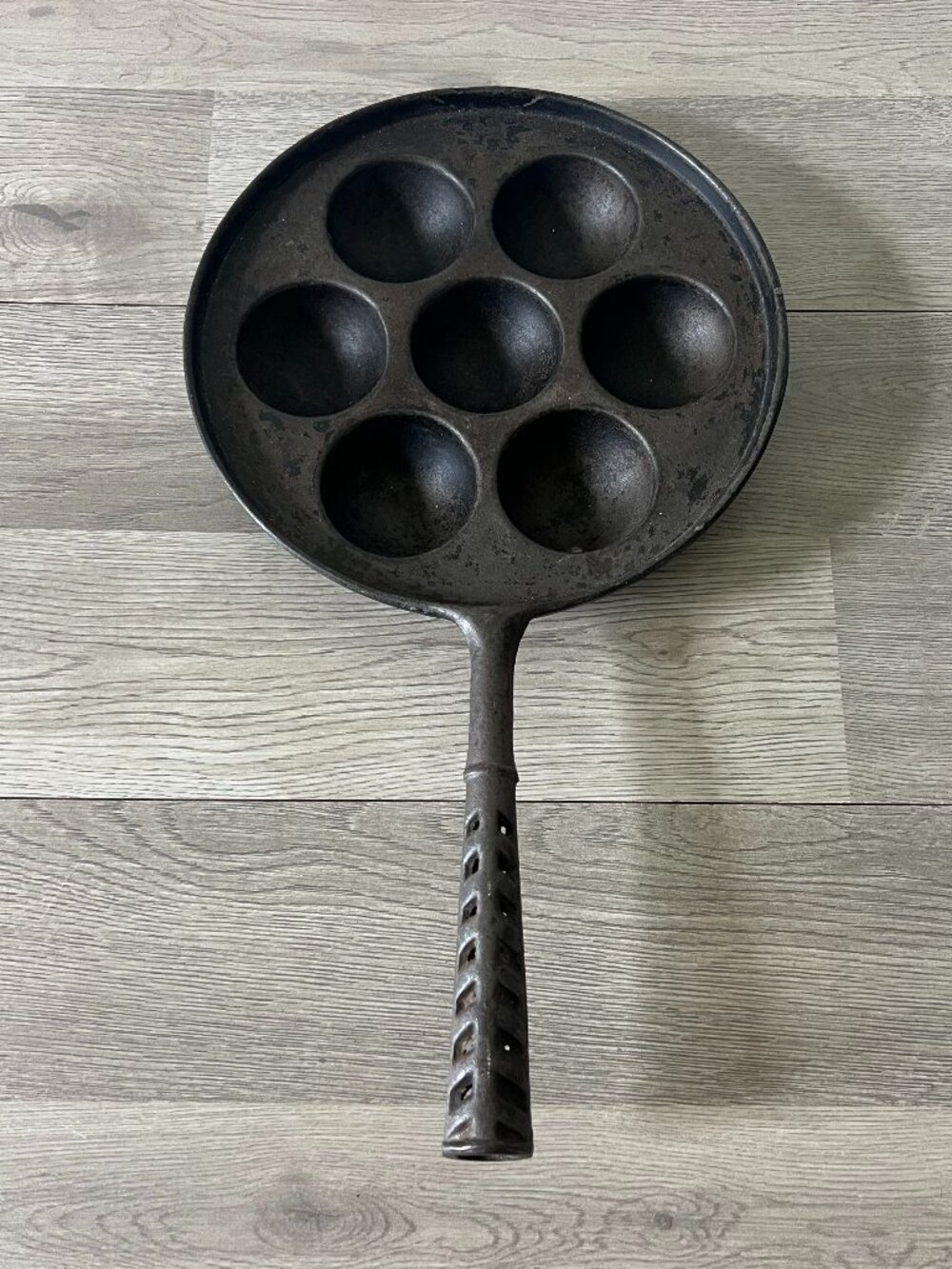 Antique King Frederik Aebleskiver Pan Cast Iron From Denmark